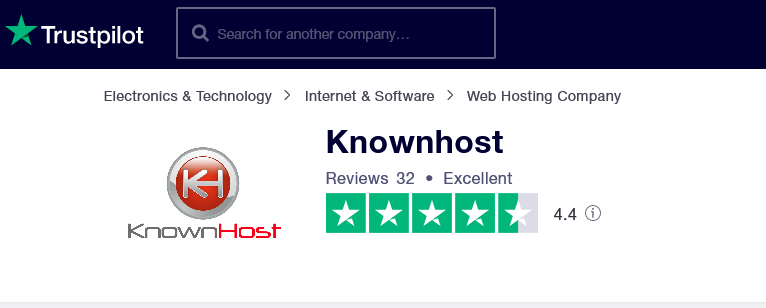Knownhost is rated Excellent on Trustpilot