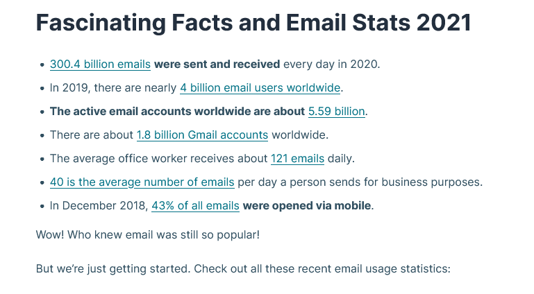 Email stats