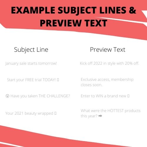 example subject lines and preview text