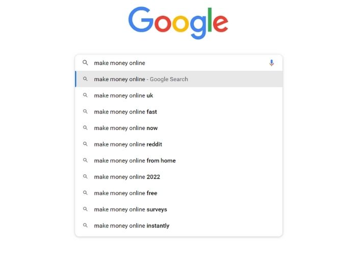 using google to find keywords
