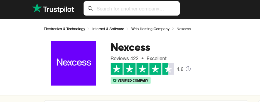 Nexcess is rated Excellent with 4.6 5 on Trustpilot
