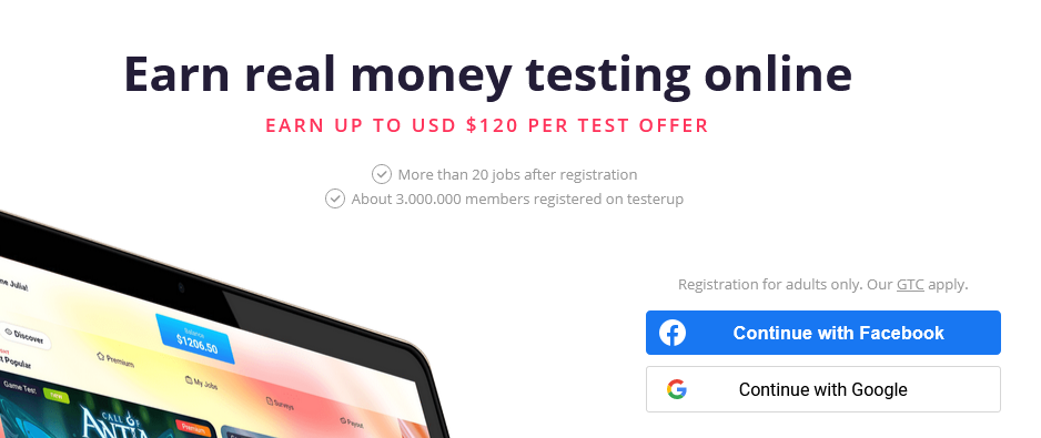 testerup · Earn money as an online tester