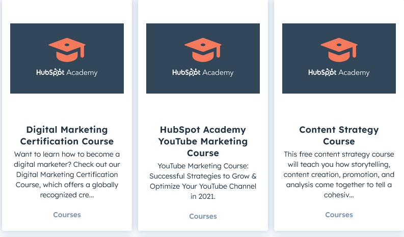HubSpot Free Content Creation Courses