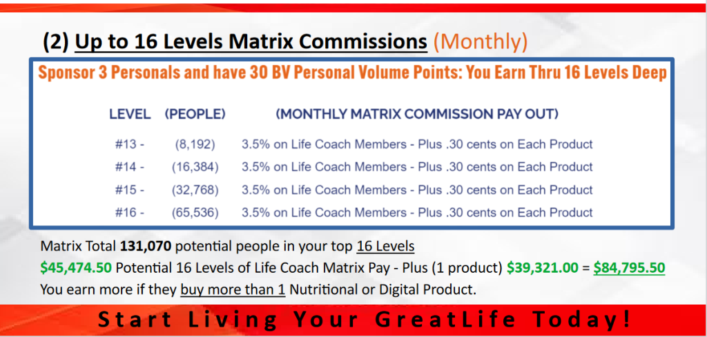 16 levels of matrix comissions