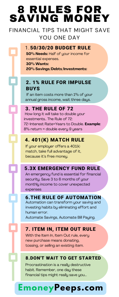 8 Rules for Saving Money Financial Tips That Might Save You One Day